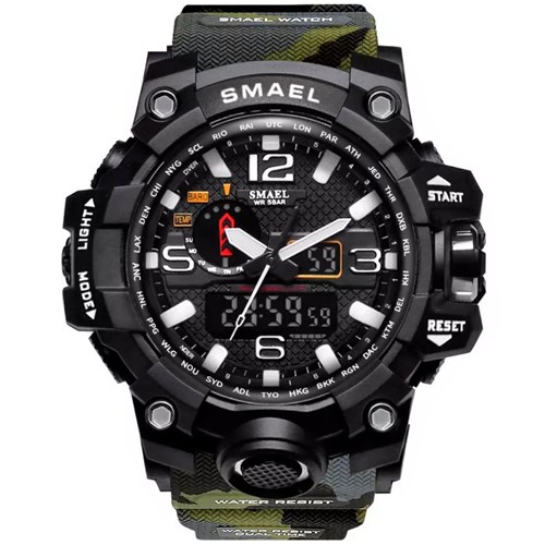 Relógio Masculino G-Shock Exercito Militar Smael 1545 Camuflado Verde