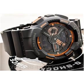 Relógio Masculino G-Shock Grey/Orange Analog, Digital Quartz - Modelo Ga110Ts-1A4