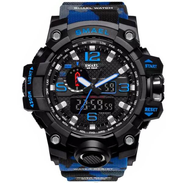 Relógio Masculino G-shock Smael 1545 Militar - Azul Camuflado