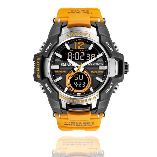 Relógio Masculino Smael 1805 Militar Sport Dual-Time Laranja