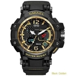 Relógio Masculino Gs Preto Dourado Digital Militar SMAEL 1509 Preto