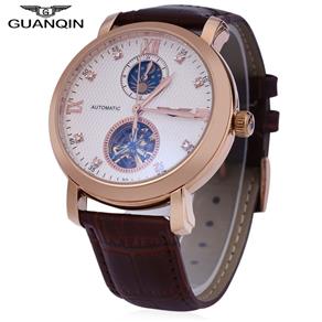 Relógio Masculino Guanqin Gj16019 com Pulseira de Couro - Marrom