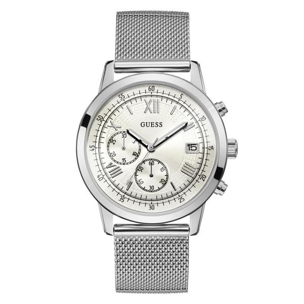 Relógio Masculino Guess Aço Prata com Pulseira Esteirinha, Mostrador Prata e Estilo Clássico 92680G0GDNA7 Cronógrafo