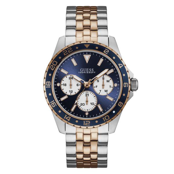 Relógio Masculino Guess Aço Prata e Rose Gold, Mostrador e Aro Azuis 92698GPGSGA3 Multifunção