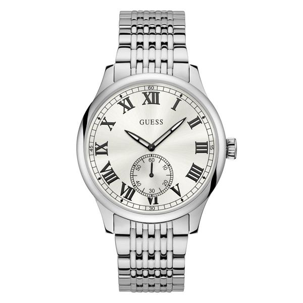 Relógio Masculino Guess Aço Prata, Mostrador Prata Degradê, Index Romano e Estilo Clássico 92697G0GDNA1 Multifunçã