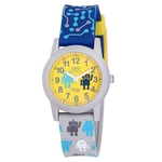 Relógio Masculino Infantil Cinza Pulseira Azul e Amarelo Q&Q