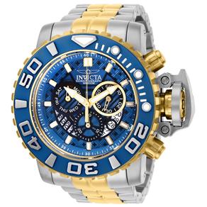 Relógio Masculino Invicta Modelo 22133 Sea Hunter Azul, Preto - a Prova D`água - Dourado/Prata
