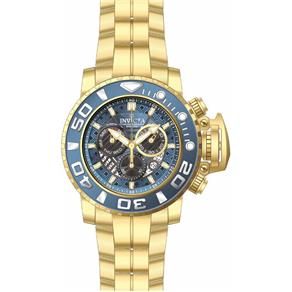 Relógio Masculino Invicta Modelo 22134 Sea Hunter Azul, Preto - a Prova D`água - Dourado