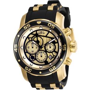 Relógio Masculino Invicta Modelo 25709 Pro Diver Multifunção Dourado - a Prova D`Água