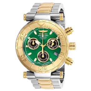 Relógio Masculino Invicta Modelo 25804 Subaqua Verde Dial Watch - Dourado/Prata