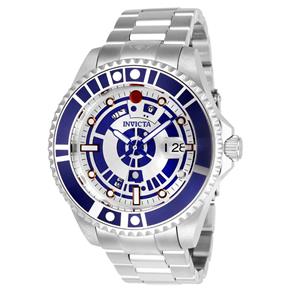 Relógio Masculino Invicta Modelo 26164 Star Wars Automático Prata, Azul - a Prova D`água - Prata