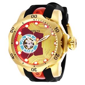Relógio Masculino Invicta Modelo 26129 Marvel Automático Red, Dourado - a Prova D`água - Preto