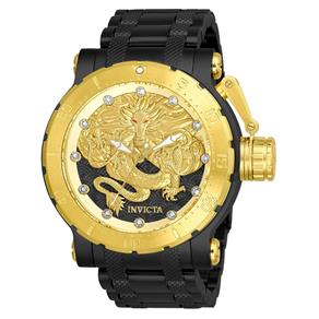 Relógio Masculino Invicta Modelo 26513 Coalition Forces Automático Preto, Dourado Dial Watch
