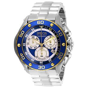 Relógio Masculino Invicta Modelo 26569 Reserve Prata, Azul - a Prova D`água - Prata