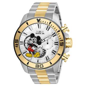 Relógio Masculino Invicta Modelo 27366 Disney - a Prova D`água - Dourado/Prata