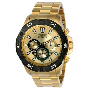 Relógio Masculino Invicta Modelo 22789 Pro Diver Multifunção Dourado - a Prova D`água