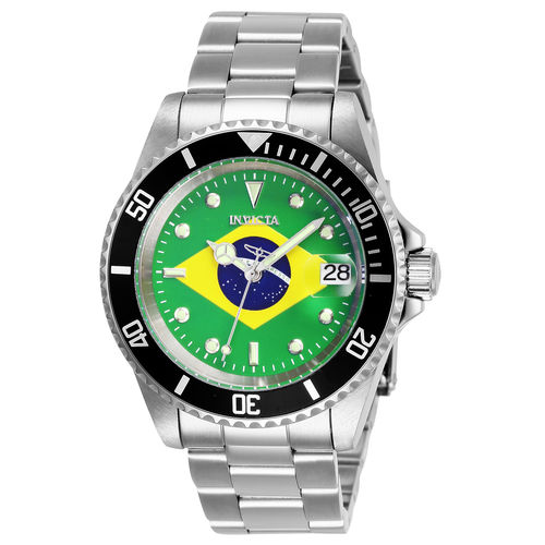 Relógio Masculino Invicta Modelo 28699 Pro Diver Automático Brazil Flag - a Prova D'água