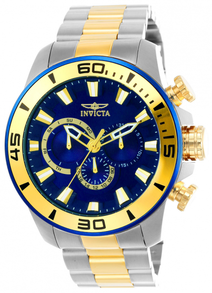Relógio Masculino Invicta Pro Diver 22591 49mm Prata e Dourado (Cor Interna da Caixa Azul)