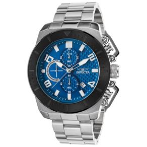 Relógio Masculino Invicta Pro Diver Chronograph Ss Blue Dial Black Ip Ss Bezel - Modelo Invicta-23405