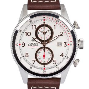 Relógio Masculino Jules Breting Adama Swiss Chronógrafo Quartzo Brown Pulseira em Couro Strap