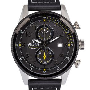 Relógio Masculino Jules Breting Modelo JB-15037C - Pulseira em Couro / a Prova D' Água - Preto