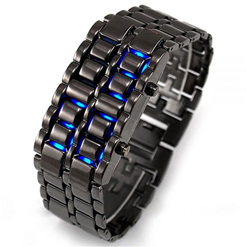 Relógio Masculino Led Iron Samurai Pulseira Aço Inoxidável