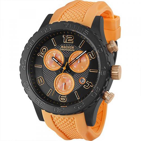 Relogio Masculino Magnum Analogico Cronografo com Calendario Ma33504j - Laranja/preto