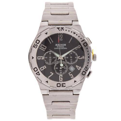 Relógio Masculino Magnum Cronografo Caixa de 4,2 Cm,Pulseira de Aco,Resistencia Água 100 M Ma30310t