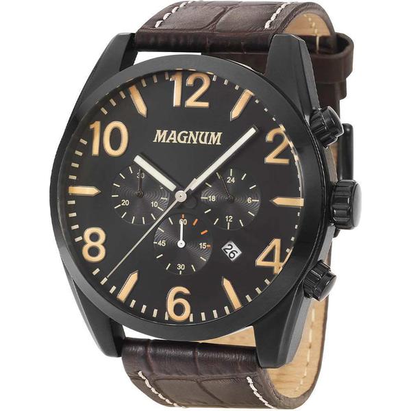 Relógio Masculino Magnum Cronógrafo Preto Couro Marrom MA34834D