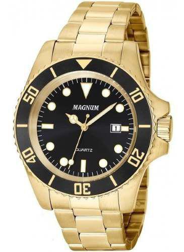 Relógio Masculino Magnum Dourado Aço Ma33068u Original