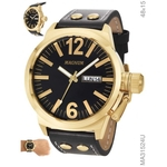 Relógio Masculino Magnum Dourado MILITARY MA31524U em Couro
