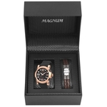 Relogio Masculino Magnum Kit Com Pulseira Couro Marrom Ma30801c