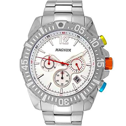 Relógio Masculino Magnum MA33102Q Fundo Prateado