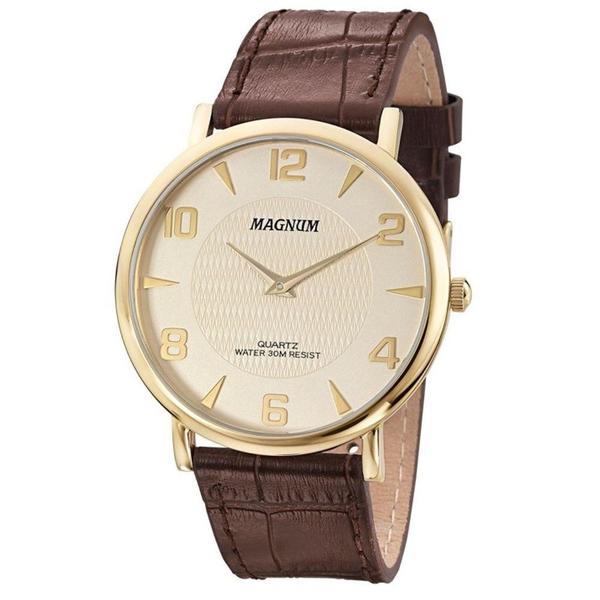 Relógio Masculino Magnum Slim Couro Marrom MA21893X