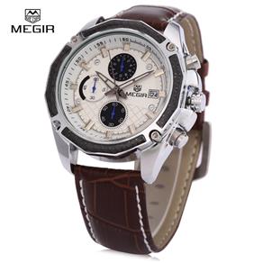 Relógio Masculino MEGIR M2015 com Pulseira de Couro (Marrom)