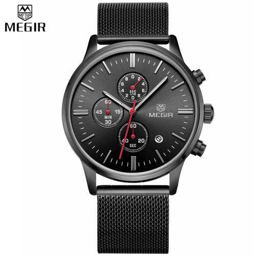 Relógio Masculino Megir Quartz Cronógrafo M-2011 - Preto