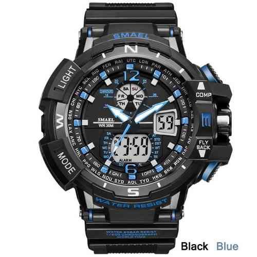 Relógio Masculino Militar G-shock Smael Ws1376 Preto e Azul