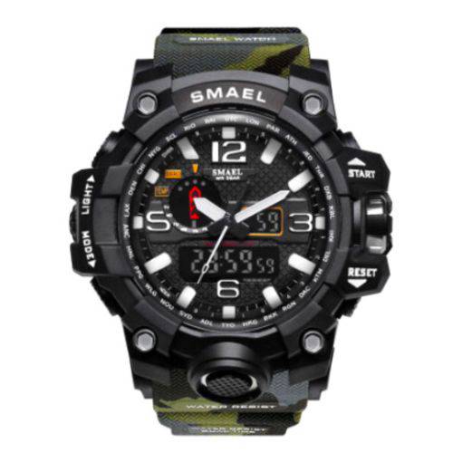 Relógio Masculino Militar Gshóck Smael 1545 Verde Exército