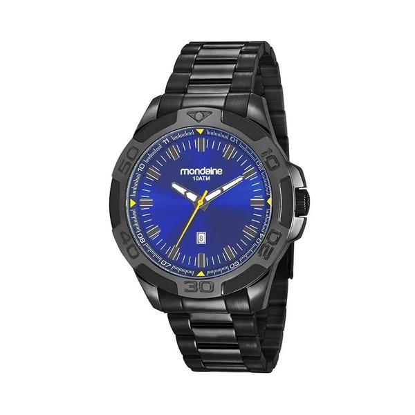 Relógio Masculino Mondaine 83413gpmvps2 em Aço Preto Fundo Azul