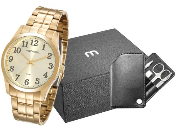 Relógio Masculino Mondaine Analógico - 99192GPMVDE2K2 Dourado com Kit de Cortar Unha