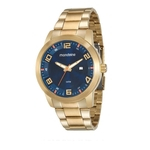 Relogio Masculino Mondaine Dourado Fundo Azul Data