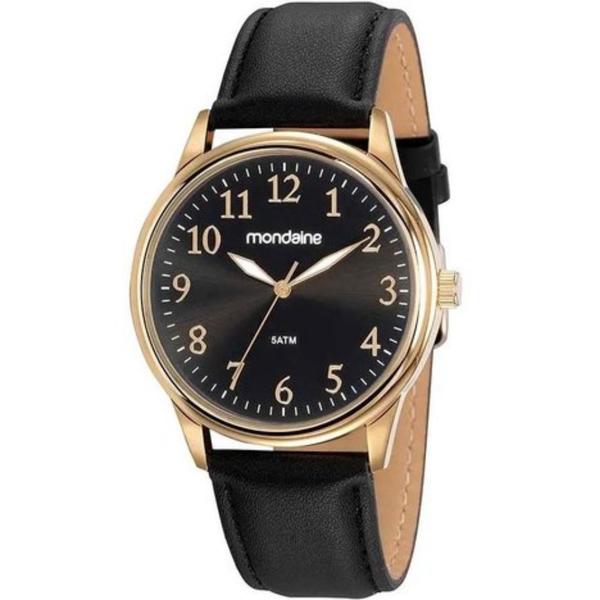 Relógio Masculino Mondaine Dourado Pulseira Couro + NF