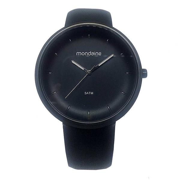 Relógio Masculino Mondaine Social Slim Minimalista Pulseira Couro Fundo Preto 5atm