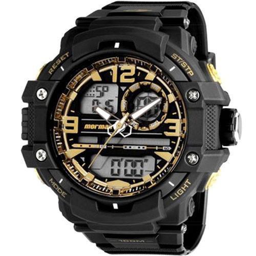 Relógio Masculino Mormaii MO0949/8U 50mm Preto e Dourado