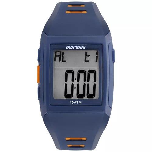 Relógio Masculino Mormaii MO967AB/8A 38mm Borracha Azul com Detalhe Alaranjado