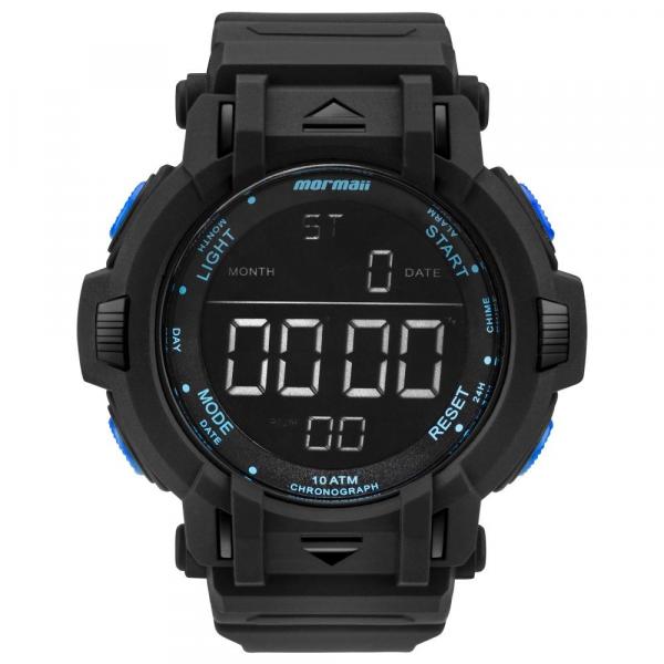Relógio Masculino Mormaii MOM08111B/8A 56mm Digital Borracha Preto (Detalhe Azul)