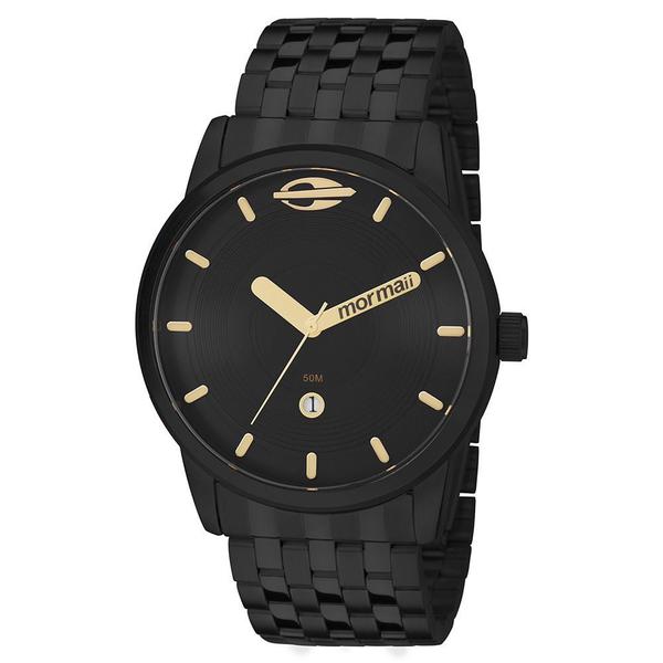 Relógio Masculino Mormaii Preto Dourado Aço Mo2115aa/4p