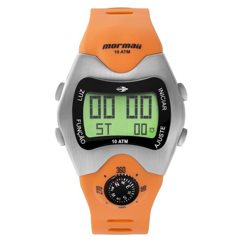 Relógio Masculino Mormaii Pro Digital MO1324AB/1L 44mm Silicone Laranja