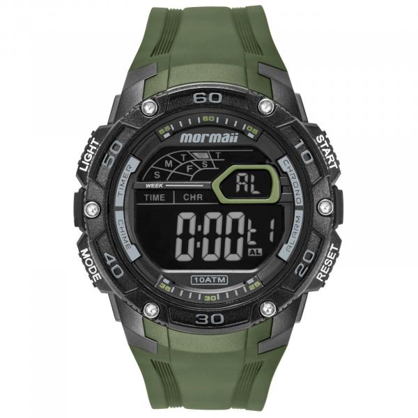 Relógio Masculino Mormaii Wave Esportivo Preto e Verde Digital Surf