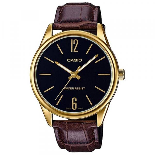 Relógio Masculino Mtp-v005gl 1budf Dourado Couro - Casio